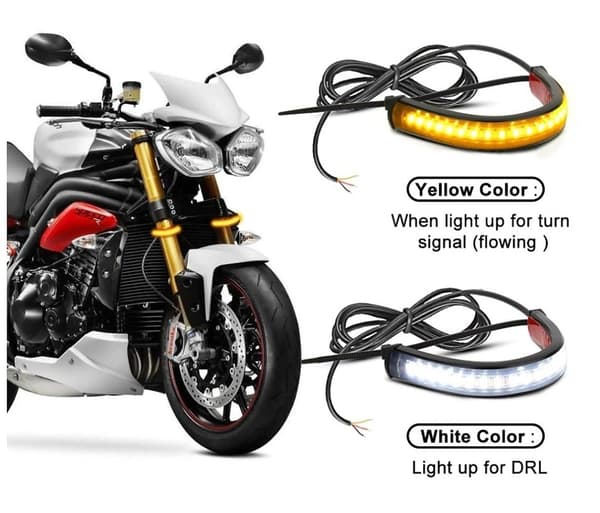 DRL FLEX LED-varningsljus + dynamiska blinkers för motorcykel