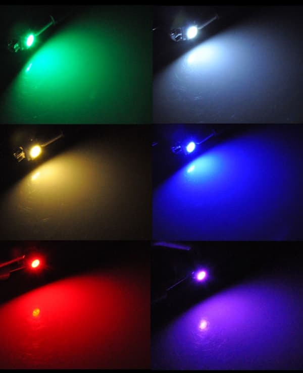 6 st LED-lampor 0,25W B8.5 COB 12V Röd