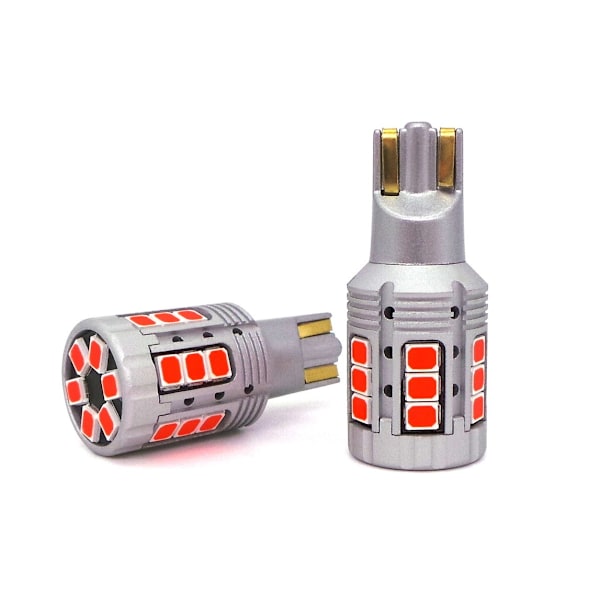 2 kpl LED-lamppu W16W 12-24V 100% CAN punainen vahva, ei vikaa
