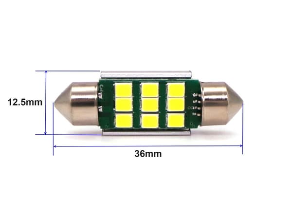 5 st LED-lampor SV8.5, C5W 12-24V CANBUS 36mm Vit