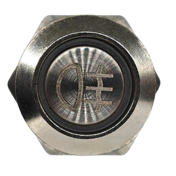 LED-sumuvalokytkin 12mm kromi Snap-on + pistorasia 12mm kromi