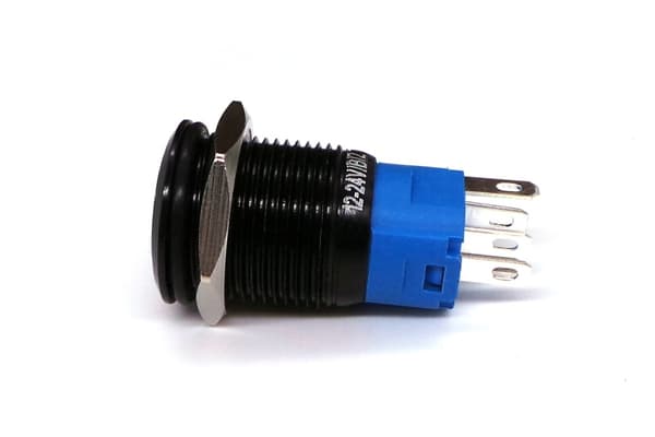 2 st On/Off-knapp, LED-snap-knapp 18mm svart Vit