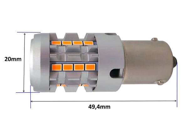 2 kpl LED-lamppu PY21W, BAU15S 12-24V ei vikaa oranssi 100% CANBUS