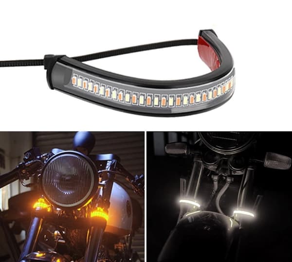 DRL FLEX LED-varningsljus + dynamiska blinkers för motorcykel