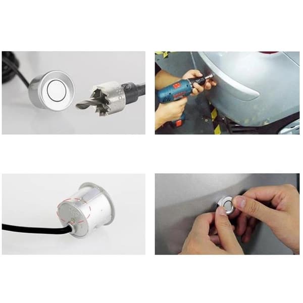 8 parkeringssensorer, 4 fram - 4 bak, display, 12V kontrollpanel - kit