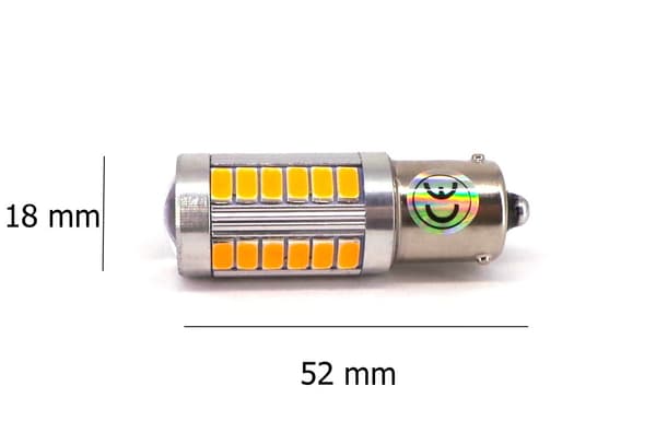 2 st LED-lampor BAU15S, PY21W 12-24V 1300lm CANBUS ORANGE