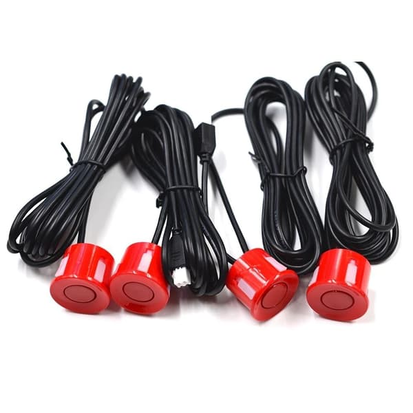 4 parkeringssensorer, summer, 12V kontrollpanel - kit Röd