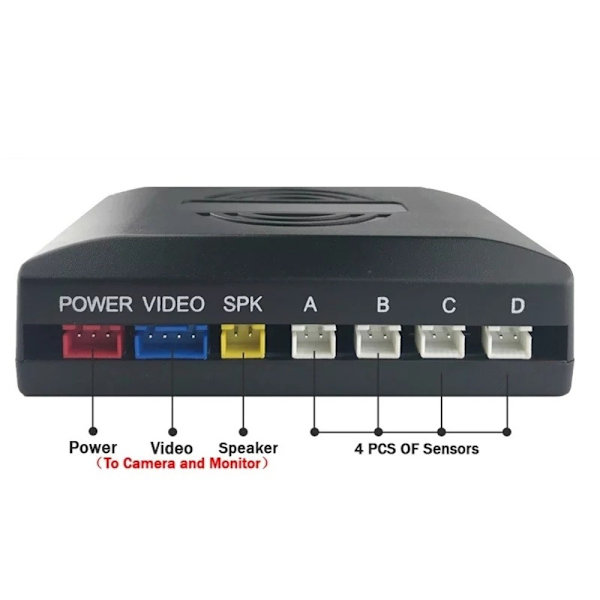 4 parkeringssensorer, summer, 12V kontrolpanel - sæt sort