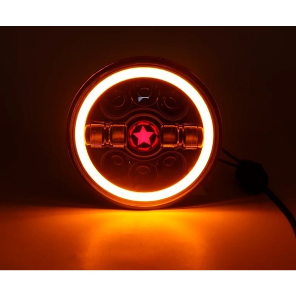 Etuvalaisin 7" Full LED Star 1kpl 12V Harley, Jeep, Land Rover, Hummer, Lada, Hummer, Lada