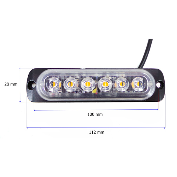 Stroboskooppimerkkivalaisin 6 LED 12V-24V, oranssi