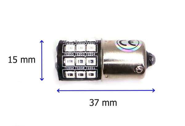 2 kpl LED-lamppu BA15S 12V CANBUS punainen 1100lm