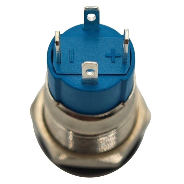 LED-sumuvalokytkin 12mm kromi hetkellinen + pistorasia + pistorasia