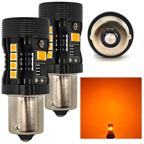 2 kpl P21W LED-lamppu BA15S 12V vikavapaa, oranssi