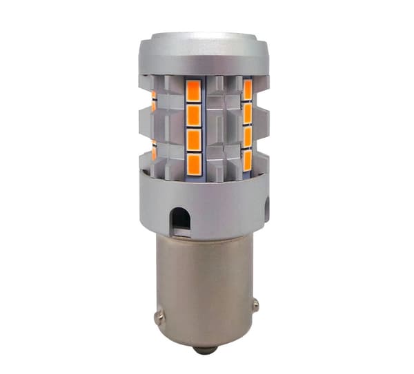 2 kpl LED-lamppu PY21W, BAU15S 12-24V ei vikaa oranssi 100% CANBUS
