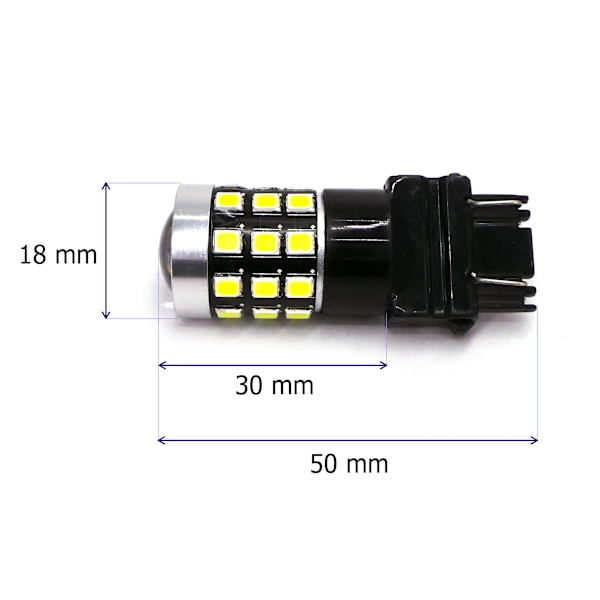 2 kpl LED-lamppu 3157, P27/7W 12-24V CANBUS 1400lm valkoinen linssillä