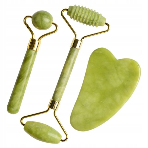 JADEITE TWIN HIERONTA SETTI 2x ROLLER+GUA SHA