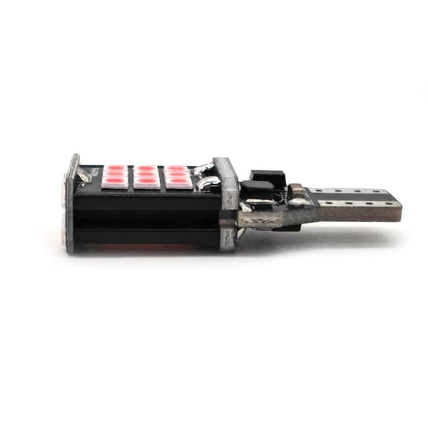 2 kpl W16W LED-lamppu 12-24V CANBUS 1200lm Punainen