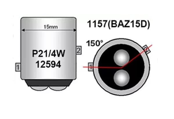 2 kpl P21/4W LED BAZ15D 12-24V CANBUS punainen
