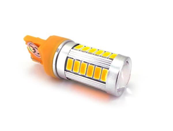 2 kpl LED-lamppu 7440, W21W 12V 1300lm CANBUS oranssi