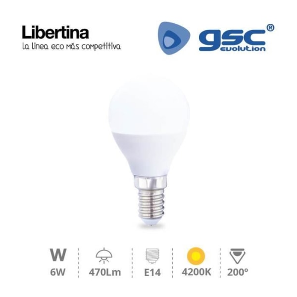 LED SFERISK LAMPA 6W E14 4200K