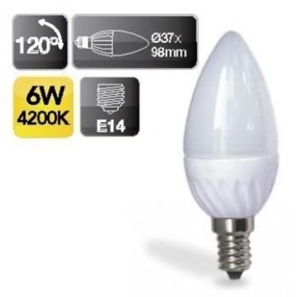 LED-lampa E14 lågform 6W 560Lm naturvit 4200°K