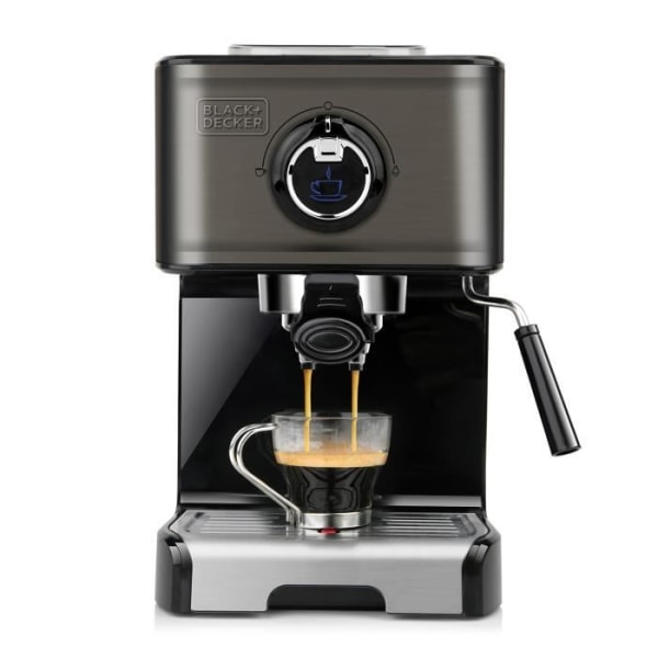 BLACK+DECKER BXCO1200E Expresso kaffebryggare - 15 bar - 1200W - Malet kaffe och pod - Ångmunstycke