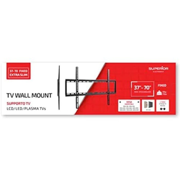 Superior Electronics SUPSTV006 Fast TV-väggfäste från 37" till 70" (Extra Slim) VESA: 200 x 200, 300 x 300, 400 x 200, 400 x 400,