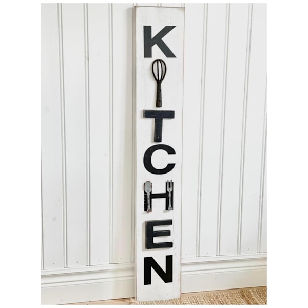 Træskilt hvid KITCHEN