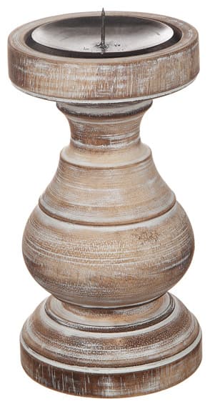 Lysestage Træ 20 cm - Hvidbrun
