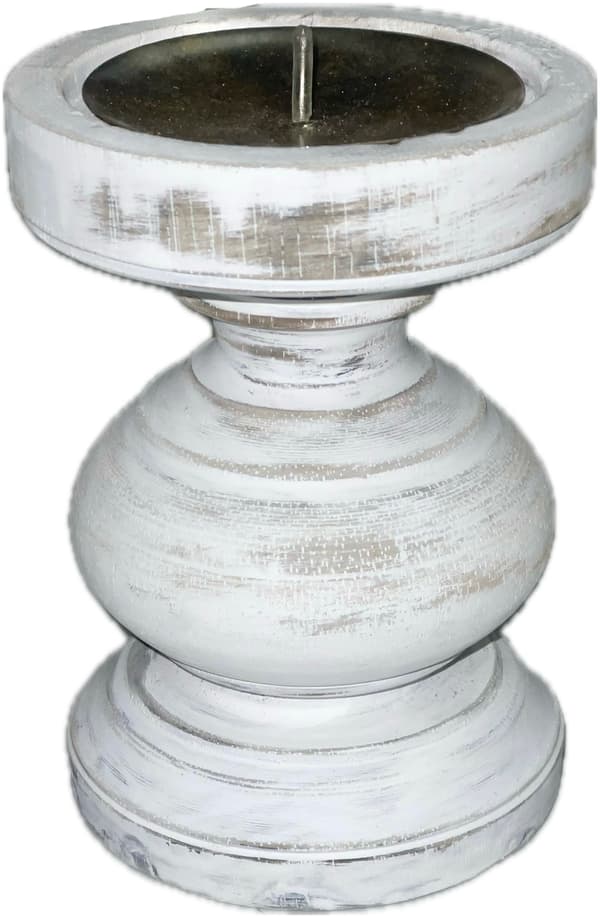 Lysestage Træ Hvid 15 cm