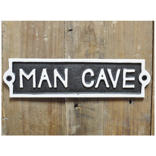 Gjutjärnsskylt Man Cave Svart