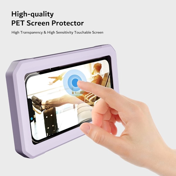 360° Kääntyvä ja 145° Kulman Vedenpitävä Puhelinkotelo Kylpyhuoneen Seinälle, iPhone 13 Pro Max/12 mini/11/XR/XS Samsung Galaxy PET Näytönsuojalle