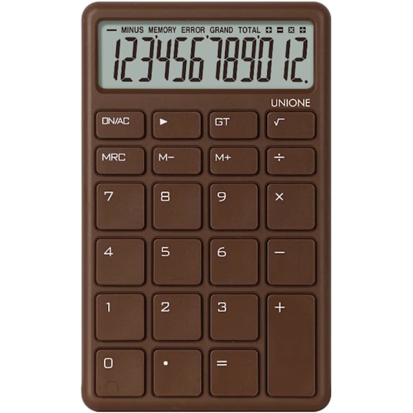 Beige lomme- og bordregner med lys LCD-skærm og dobbelt strømforsyning, bærbar bordmodel Brown
