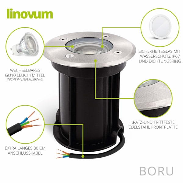 Kan erstatte lyskilden nedgravd lampe GU10 utendørs hage landskap vanntett belysning rustfritt stål bakkelampe led nedgravd lampe
