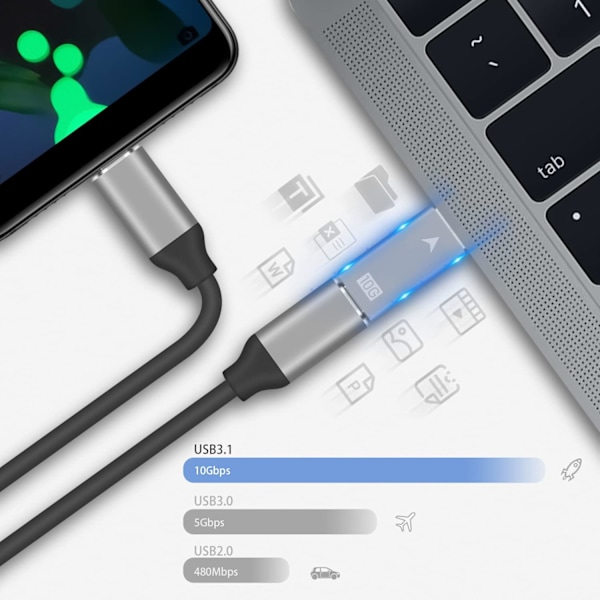 USB-sovitin, USB C naaras - USB 3.0 uros -sovitin, 10 Gbps 3A USB 3.1 Type C - USB A -laturiliitin, yhteensopiva iPad Pro 2021:n ja MacBook Pro 2021:n kanssa