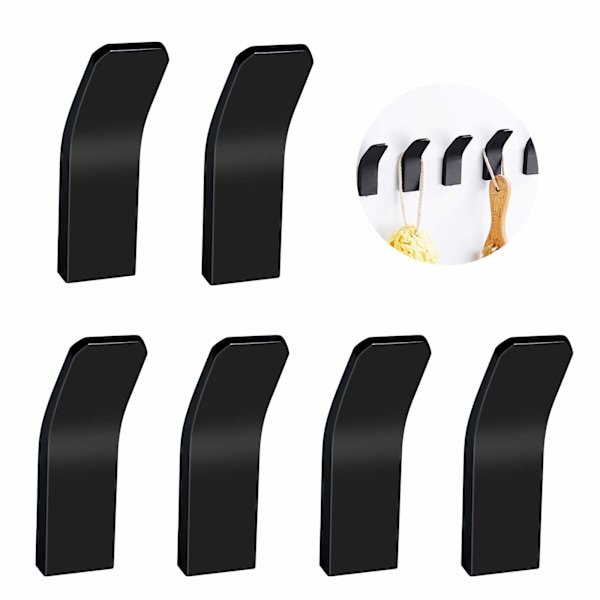 6 stk sorte selvklebende kroker, kleskrok, håndkleholder uten boring, for dusj, bad, kjøkken