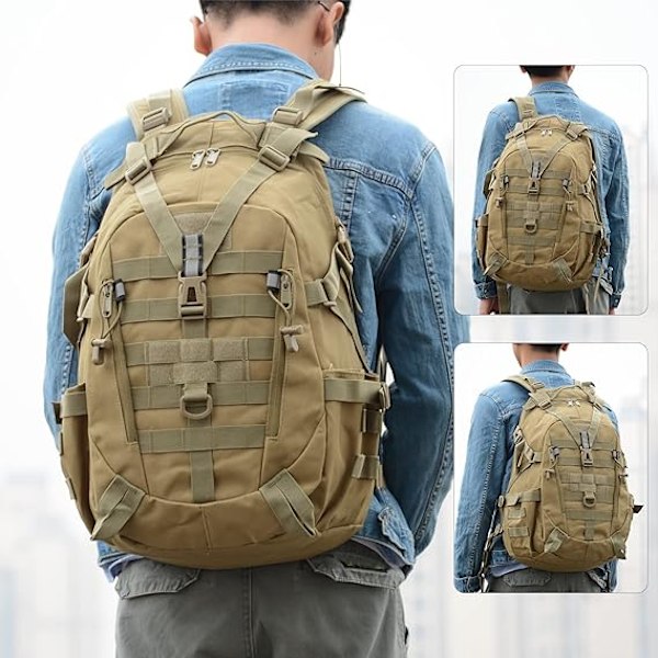 35L taktinen reppu, armeijan sotilasreppu, vedenpitävä vaellus-, retkeily-, pyöräily- ja matkareppu, ulkoilureppu miehille ja naisille CP Color