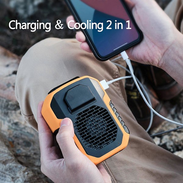 Kannettava 6000mAh henkilökohtainen mini vyötärötuuletin 3 nopeutta ulkotuuletin toimistoon ulkoiluun matkustamiseen roikkuva vyötärö kaula virtapankkituuletin oranssi Orange