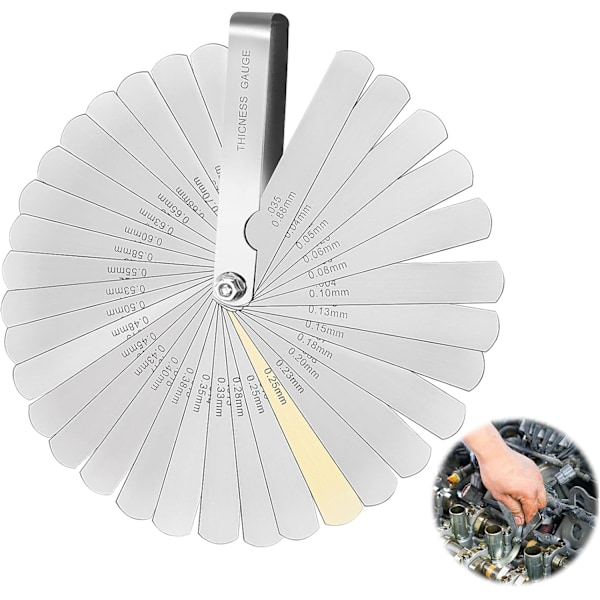 Følerblade Rustfrit Stål Følerblad Dobbeltmarkeret Imperisk og Metrisk Følerbladsæt 32 Blade (0,04-0,88mm)