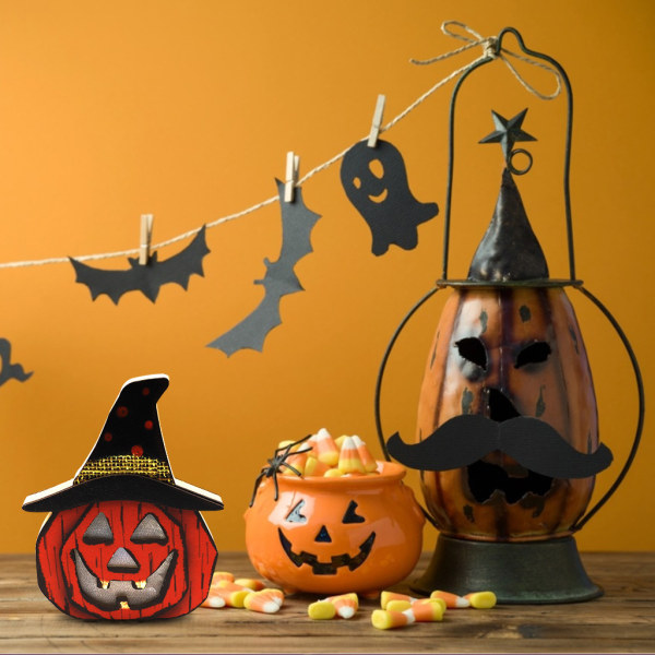 6,7" Halloween dekorationslampa, handgjord batteridriven Halloween-lampa,  svart katt/pumpa/skallehuvud, lämplig (pumpa) pumpkin 6.7" 4194 | pumpkin |  6.7" | Fyndiq
