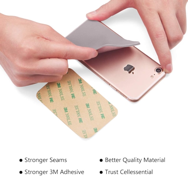 Mobilficka Självhäftande Korthållare Plånboksfodral med 3M-tejp RFID Kort ID Kreditkort Bankkort Hållare 2-pack (Grå)