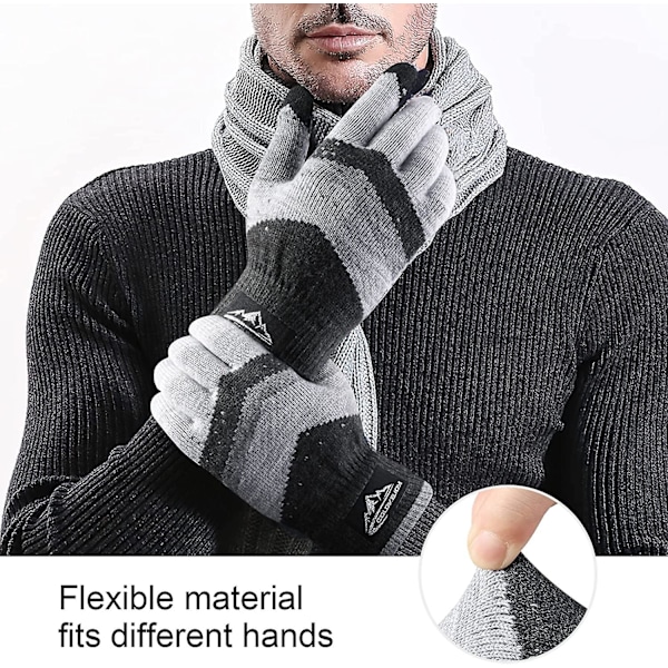 Varma Stickade Vantar, Vinterstickade Halksäkra Vantar, Varma Fleece Utomhus Kallsäkra Ullvantar, Unisex