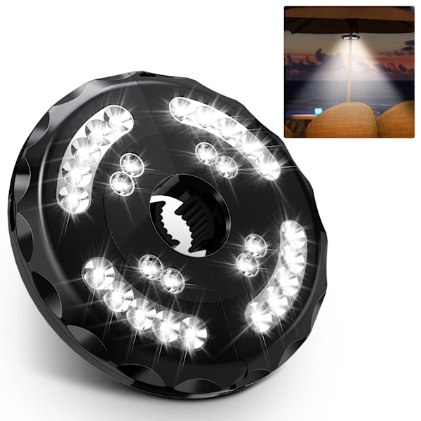 Patio-varjon valo, 28 LED-aurinkovarjon valoa johdoton valo 2-tasoisella himmennyksellä, USB ladattava 400 lumenia 54 tunnin käyttöajalle, varjon valo
