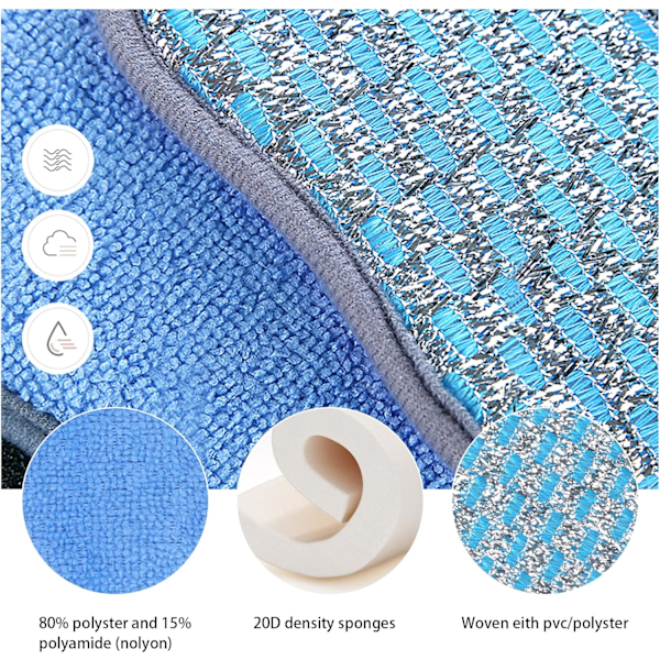 Skrubb Skuresvamp, 6-pakning Slitesterk Mikrofiber Dobbelvirkende Kjøkkenskuresvamp, Gjenbrukbar Rengjøringsskrubber for Oppvaskmaskin, 3 Blå + 3 Rose Rød