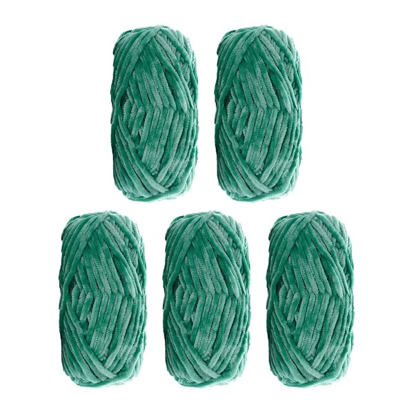 5 Pak Super Blød Chenille Fløjl Garn Strikuld Tyk Varmt Hæklet Strik Garn til Kunststrik Dukke DIY Taske Trøje 500g, Grøn Green