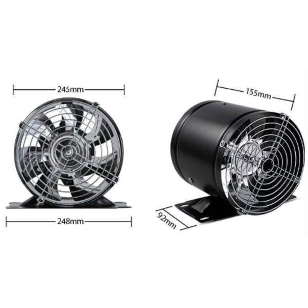 Monitoiminen liesituuletin suojaritilällä - Tehokas ja hiljainen tuuletin - Alumiini musta 10 Verkkokannella + pohjalla Black 10 inches (with mesh cover + base)