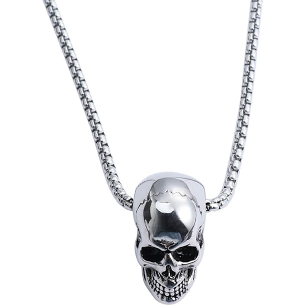 Halsband med dödskallehänge i rostfritt stål, gotiskt punkhalsband, smyckesgåva för män silver