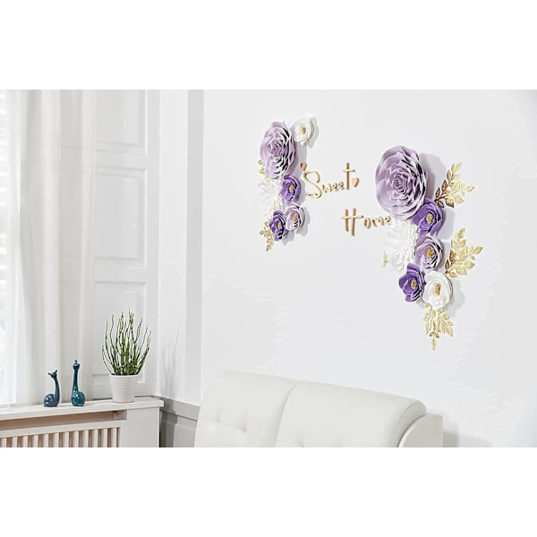 Lila Rosor Pappersblommor Dekorationer för Vägg, Klassrum, Barnrum, Födelsedag, Sagoträdgårdsfest Bakgrundsdekorationer (3 st)