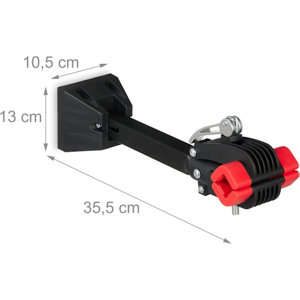 Seinään kiinnitettävä polkupyörän korjausteline, 25-40 mm runko, enintään 20 kg, polkupyörän korjausteline autotalliin ja työpajaan, musta/punainen