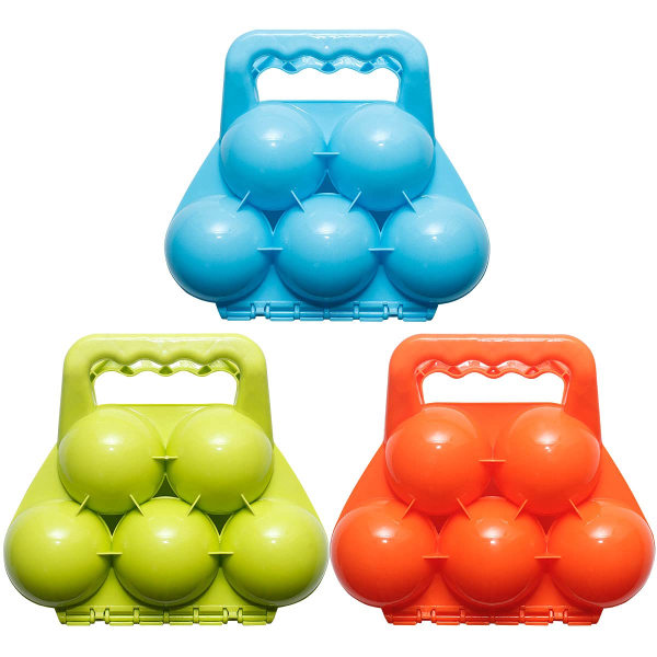 3-pakke snøballmakere - lager 5 snøballer på en gang - utendørs vintersnøleker, snøballmaskinverktøy med håndtak for snøballkamper (oransje, blå, grønn)